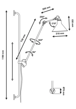 Lampe Gras N°214 vägglampa conic svart/vit