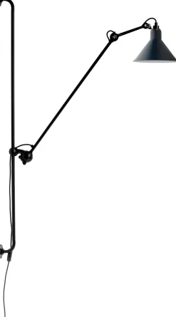 Lampe Gras N°214 vägglampa conic svart/blå