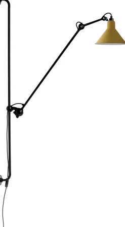 Lampe Gras N°214 vägglampa conic svart/gul