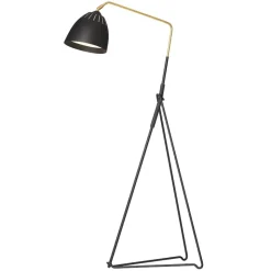 Lean golvlampa svart strukturlack/rå mässing