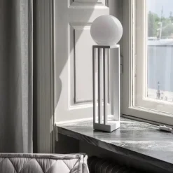 Libreria bordslampa vit strukturlack/opalglas