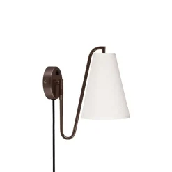 Lou Vägglampa Vit bouclé/bronze