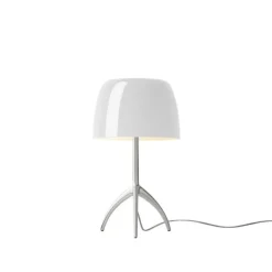 Lumiere piccola bordslampa med dimmer aluminium/vit