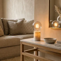 Marble bordslampa beige silk matt