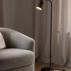 Material golvlampa rostfritt stål/svart