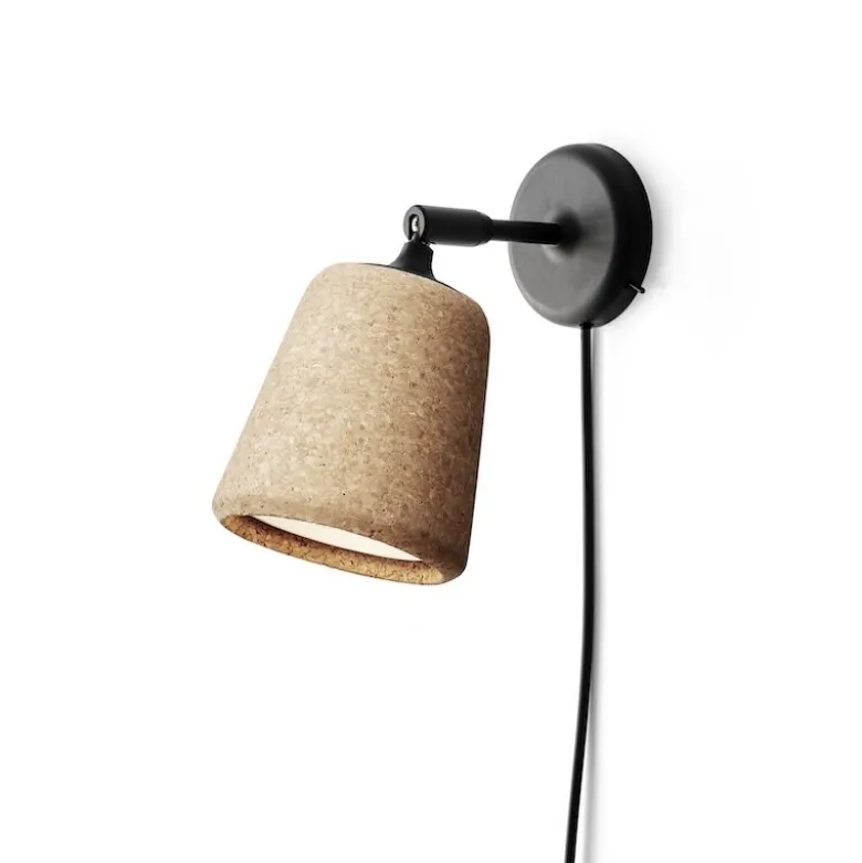 Material vägglampa kork/svart