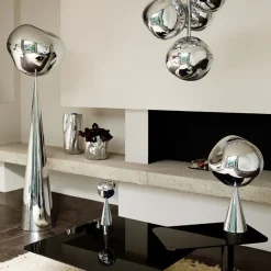 Melt Cone Fat bordslampa silver/ silver