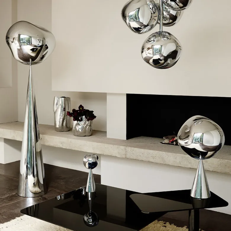 Melt Cone Fat bordslampa silver/ silver