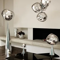 Melt Cone Fat bordslampa silver/ silver