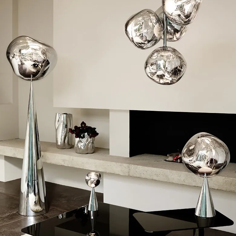 Melt Cone Fat bordslampa silver/ silver