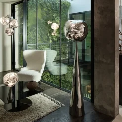 Melt Cone Fat bordslampa silver/ silver