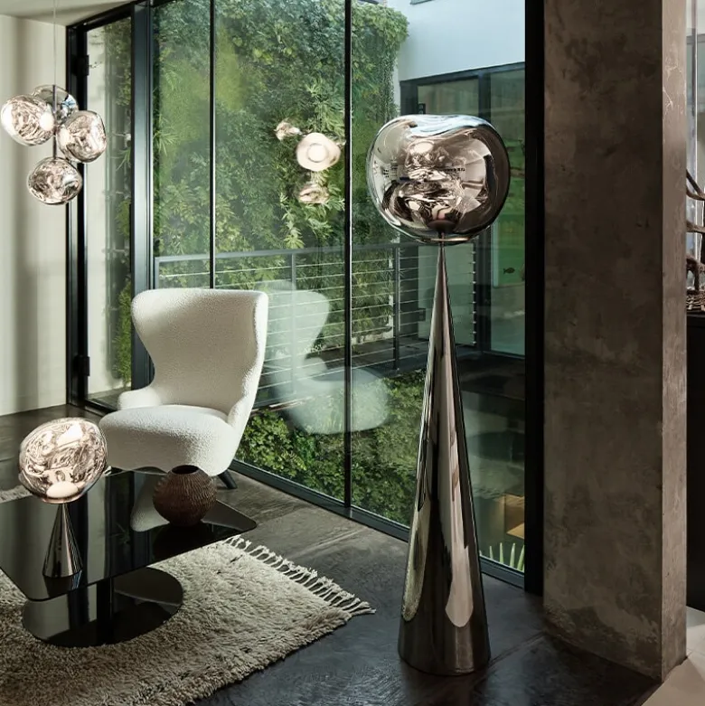 Melt Cone Fat bordslampa silver/ silver