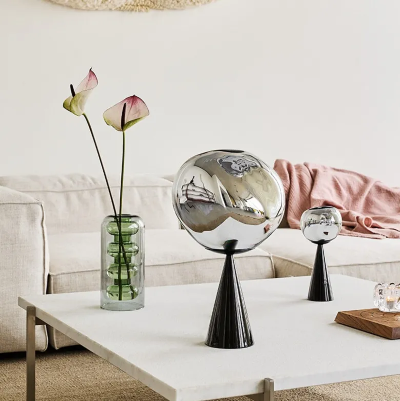 Melt Cone Fat bordslampa silver