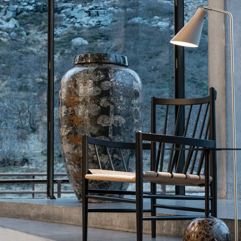 Miller golvlampa silkesgrå/mässing