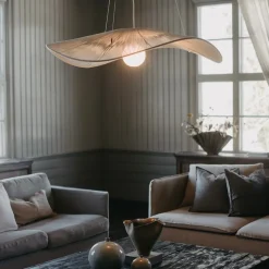 Monstera Ø115 taklampa bomull cream