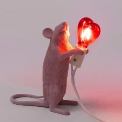 Mouse Lamp Valentine`s day Bordslampa USB Rosa