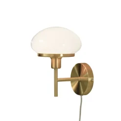 New August vägglampa matt mässing/vit