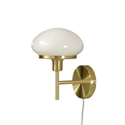 New August vägglampa matt mässing/vit