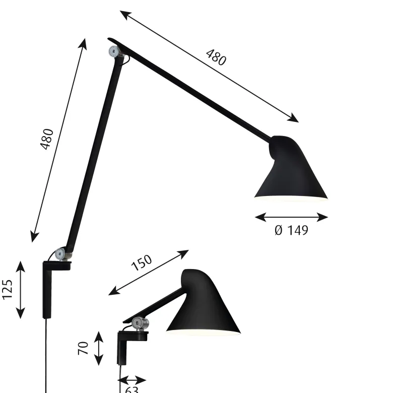 NJP vägglampa kort black