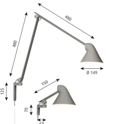 NJP vägglampa kort light grey