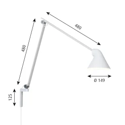 NJP vägglampa lång white