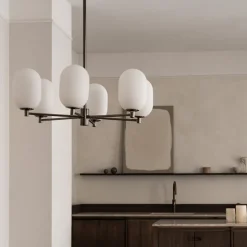 Noor chandelier Taklampa Kromsvart/vit