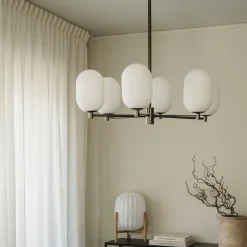 Noor chandelier Taklampa Kromsvart/vit