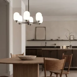 Noor chandelier Taklampa Kromsvart/vit