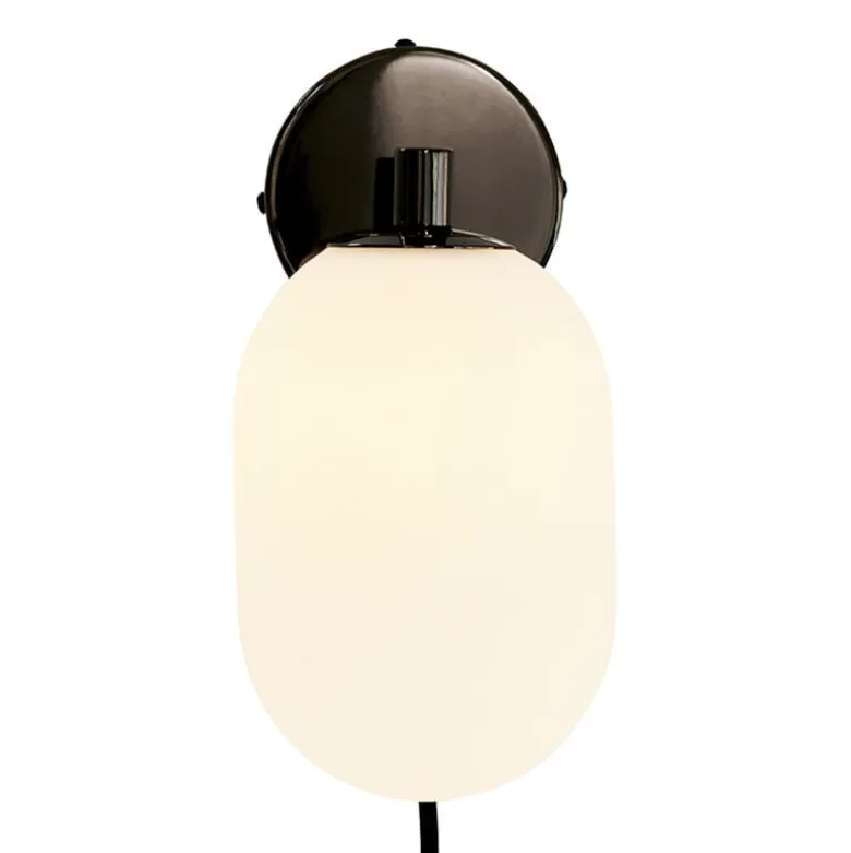 Noor Vägglampa Kromsvart/Vit