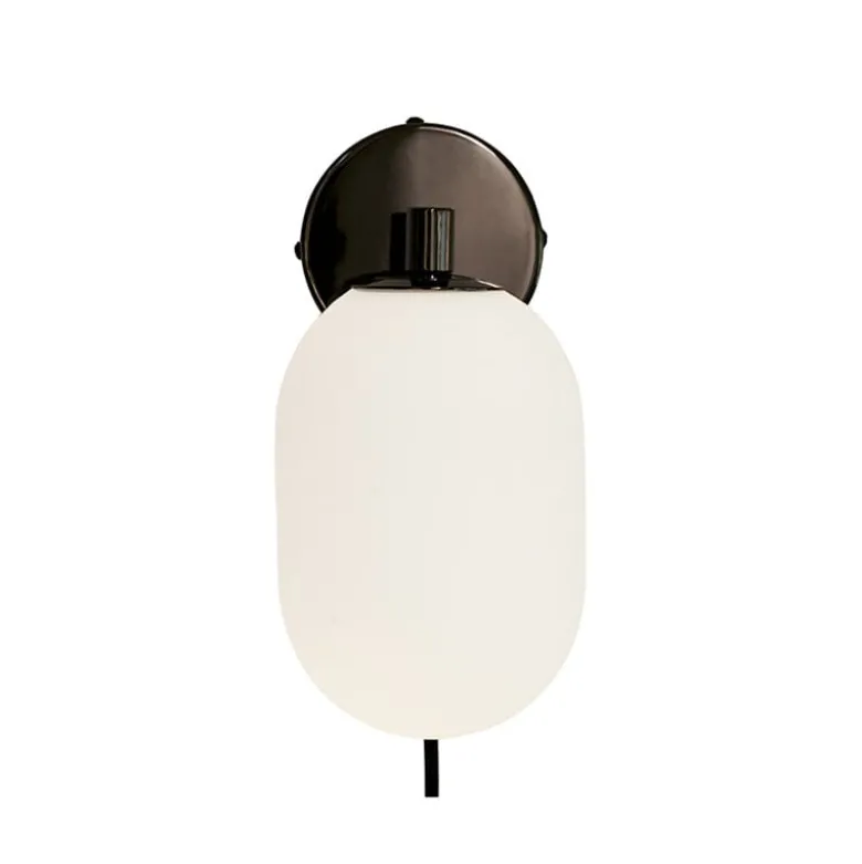 Noor Vägglampa Kromsvart/Vit