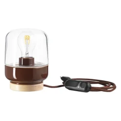 Ohm 140/190 bordslampa med dimmer E27 brun/klarglas