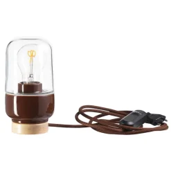 Ohm 100/190 bordslampa med dimmer E27 brun/klarglas
