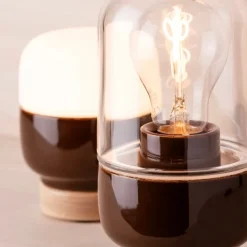 Ohm 100/190 bordslampa med dimmer E27 brun/klarglas