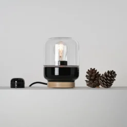 Ohm 140/190 bordslampa med dimmer E27 svart/klarglas