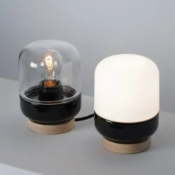 Ohm 140/190 bordslampa med dimmer E27 svart/klarglas