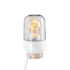 Ohm 100/190 bordslampa med dimmer E27 vit/klarglas