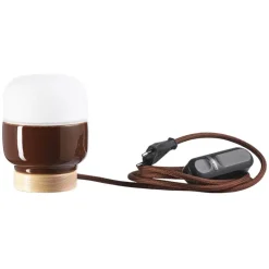 Ohm 100/130 bordslampa med dimmer G9 brun/matt opal