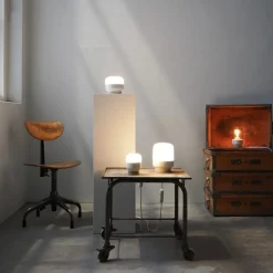Ohm 100/130 bordslampa med dimmer G9 vit/matt opal