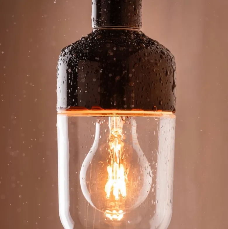 Ohm 100/215 outdoor taklampa IP44 E27 brun/klarglas