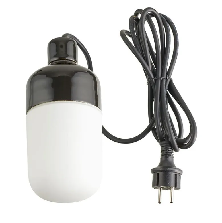 Ohm 100/215 outdoor taklampa IP44 E27 svart/matt opal