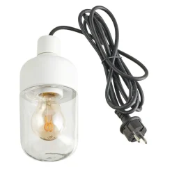 Ohm 100/215 outdoor taklampa IP44 E27 vit/klarglas