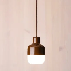 Ohm 100/155 outdoor taklampa IP44 G9 brun/matt opal