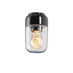 Ohm 100/170 tak-/vägglampa IP44 E27 svart/klarglas