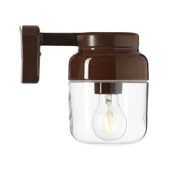 Ohm 140/205 vägglampa IP44 E27 brun/klarglas