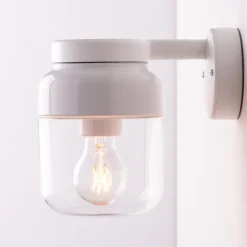 Ohm 140/205 vägglampa IP44 E27 vit/klarglas