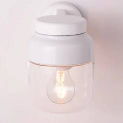 Ohm 140/205 vägglampa IP44 E27 vit/klarglas