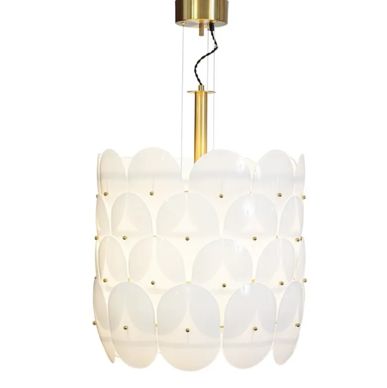 Omlott taklampa Ø50cm mässing/vit