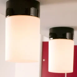 Opus 120/200 taklampa/vägglampa opalglas/svart IP54
