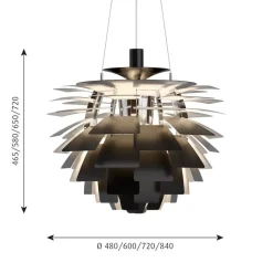 PH Artichoke Ø600 taklampa black V4