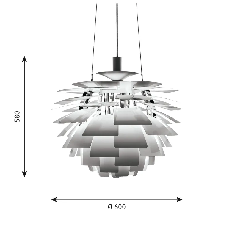 PH Artichoke Ø600 taklampa stainless steel V4